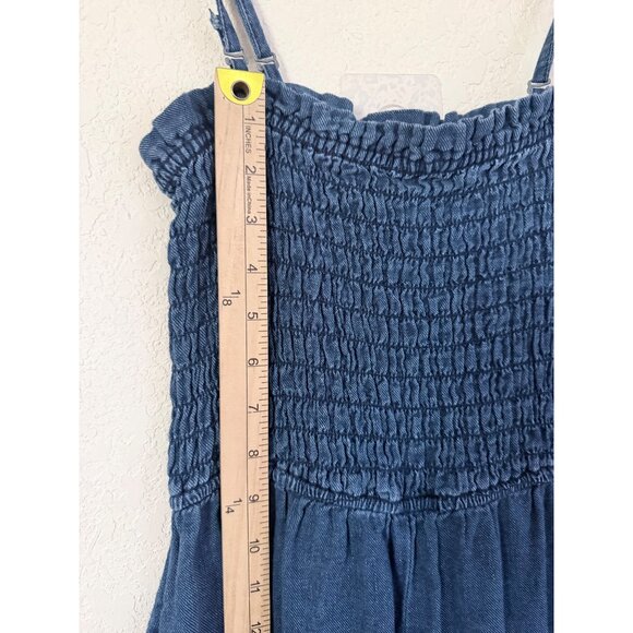 Pilcro Smocked Denim Jumpsuit Womens XS Blue Chambray Wide Leg Sleeveless - Picture 8 of 15